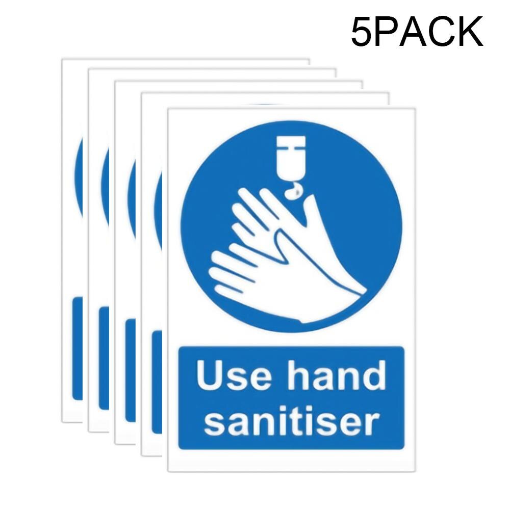 5pcs Warning Reminder Sticker Reminder Waterproof Decal Sticker Sign Please Use Hand Sanitizer Self-adhesive Paper: A2