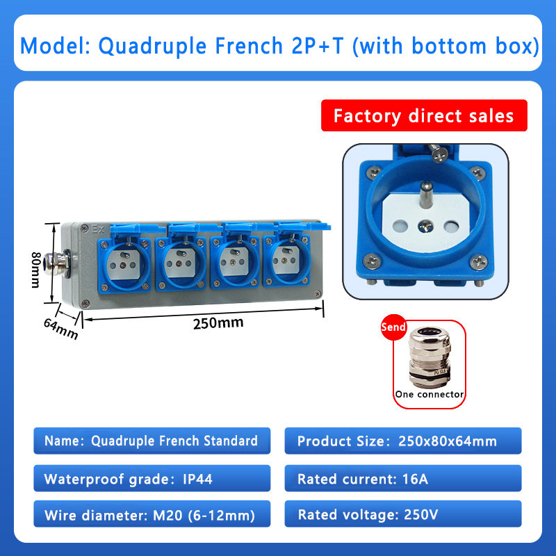 Europäischer/französischer/britischer Standard ip44 16a 250v universeller explosions geschützter wasserdichter Steckdosen schalter Stecker britische Steck platine
