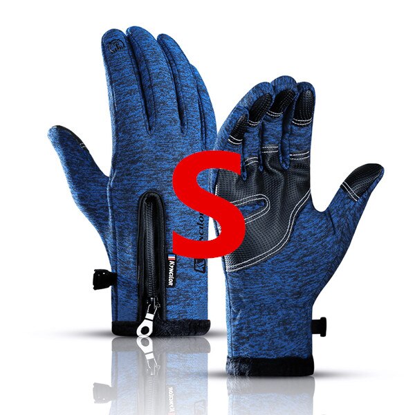 XiaoMi mijia outdoor sports gloves winter warm plus velvet fingertips touch screen splash-proof riding gloves for men and women: Blue S