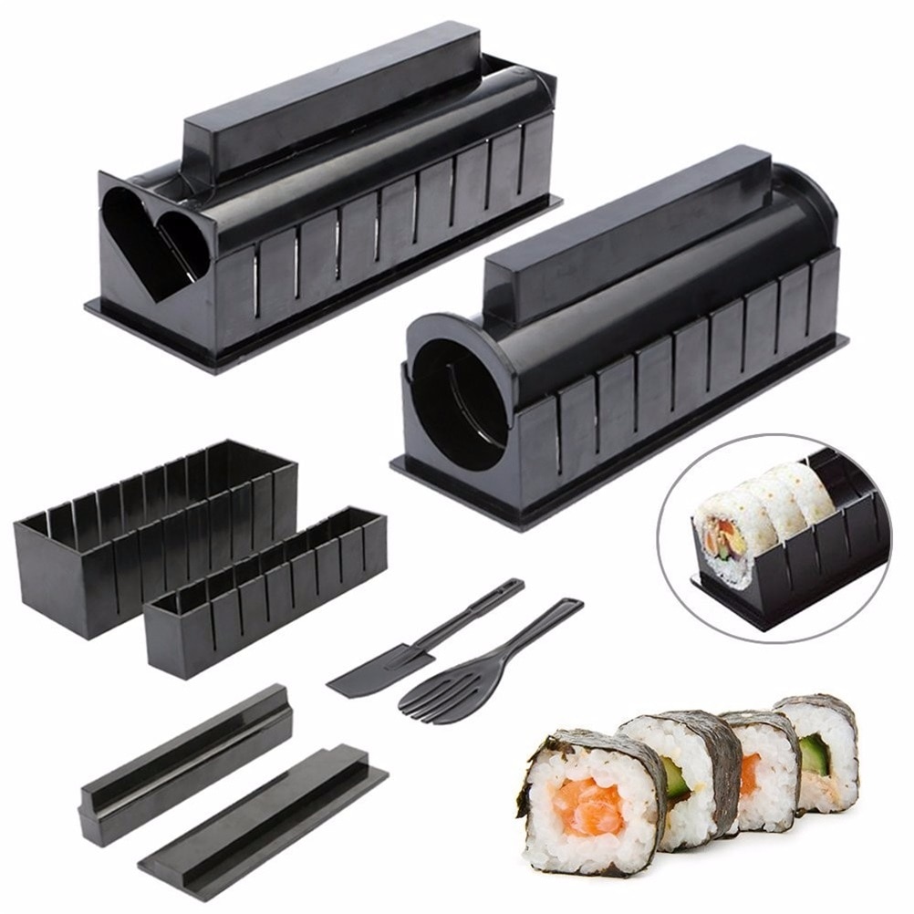 10 stykker / sæt sushifremstillingssæt køkken diy sushi værktøj risrulle skimmel køkkenredskab: Default Title