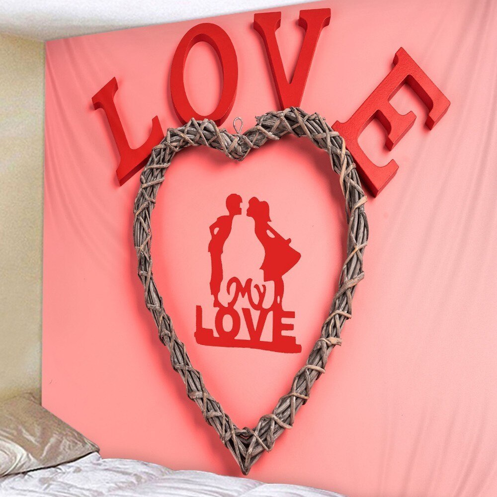 Bruiloft Decor Tapijt Muur Stof Hippie Boho Liefde Rose Tapijt Muur Opknoping Valentijnsdag Dorm Matras Muur Tapijt