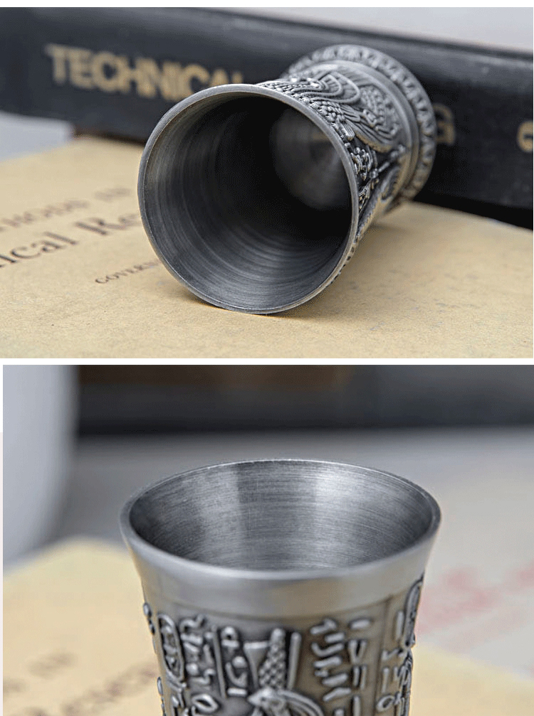 Zinklegering egyptisk farao vinglas antika egypten totem vinglas europeiskt retro vinglas metallhantverk