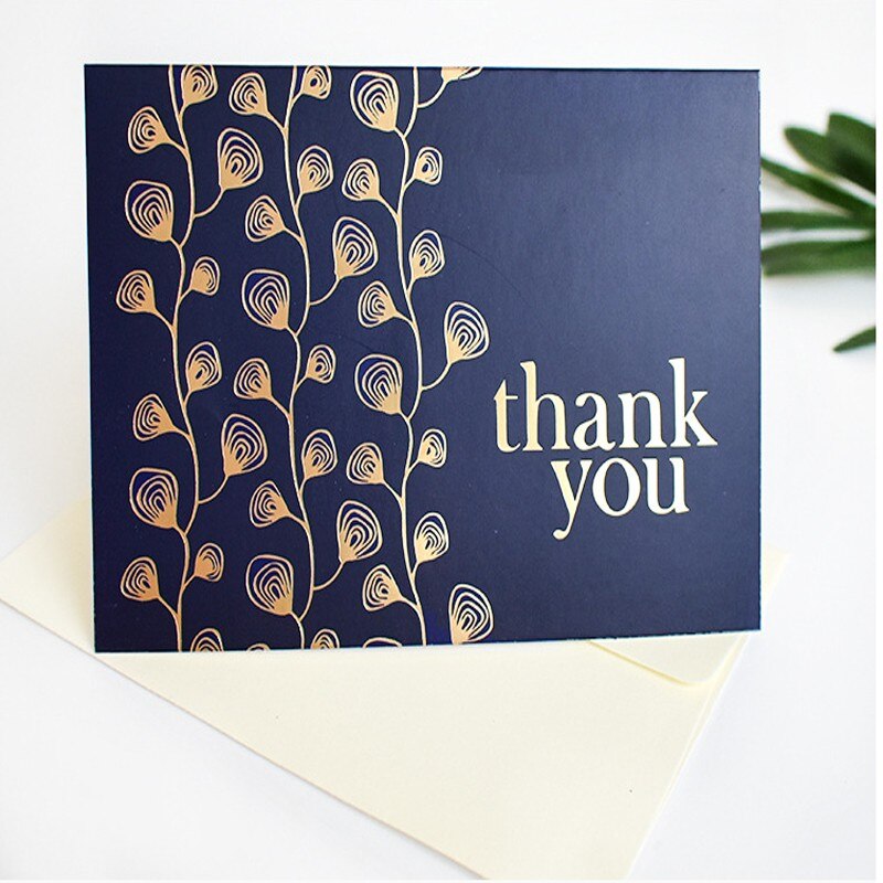 1pcs/pack thank you Card Bronzing with dark blue envelope Scrapbooking party invitation greeting cards business card
