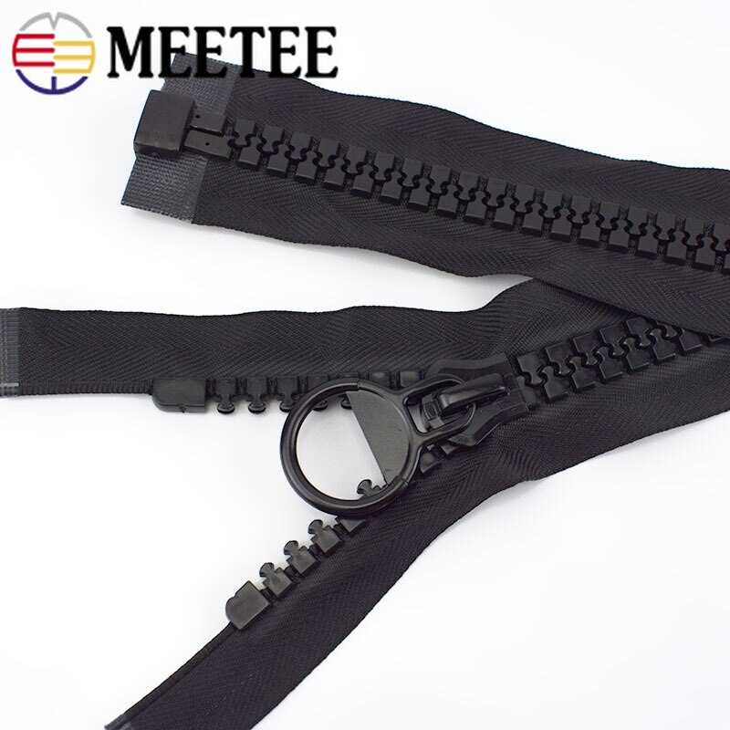 Meetee 1Pc 60/75/100/150/200cm 20# Extra Large Resin Zipper Black Open-End Auto Lock Zip DIY Down Jacket Coat Sewing Accessories