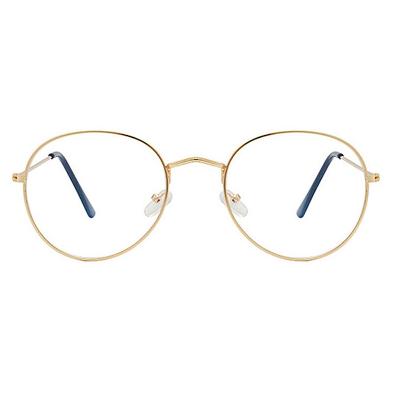 Round Reading Glasses Vintage Metal Frame Retro Personality Unisex College Style Eyeglass Clear Lens Eye Glasses Frames: C4