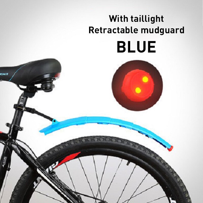 26 Inch Mtb Fiets Fenders Met Led Achterlicht Fiets Vleugels Spatbord Opvouwbare Intrekbare Pvc Fietsen Duurzaam Spatbord: blue