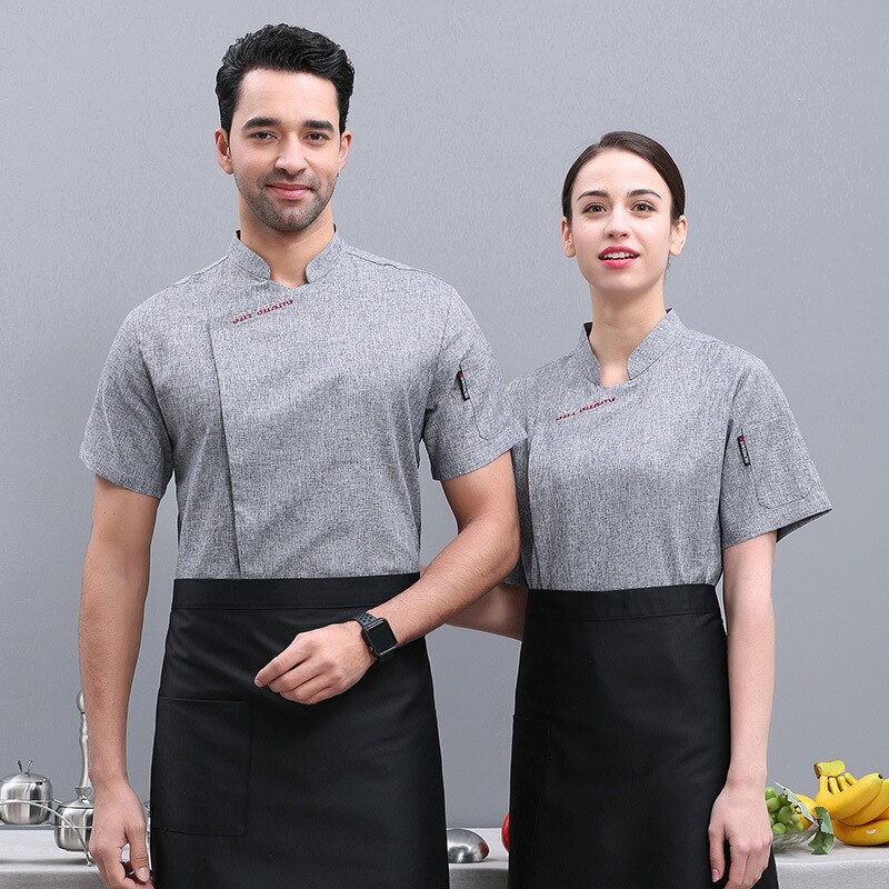 Ropa de restaurante Avental, uniforme de Chef de Hotel, camisa después de Catering, restaurante, cocina, cantimplora, ropa de herramientas en verano