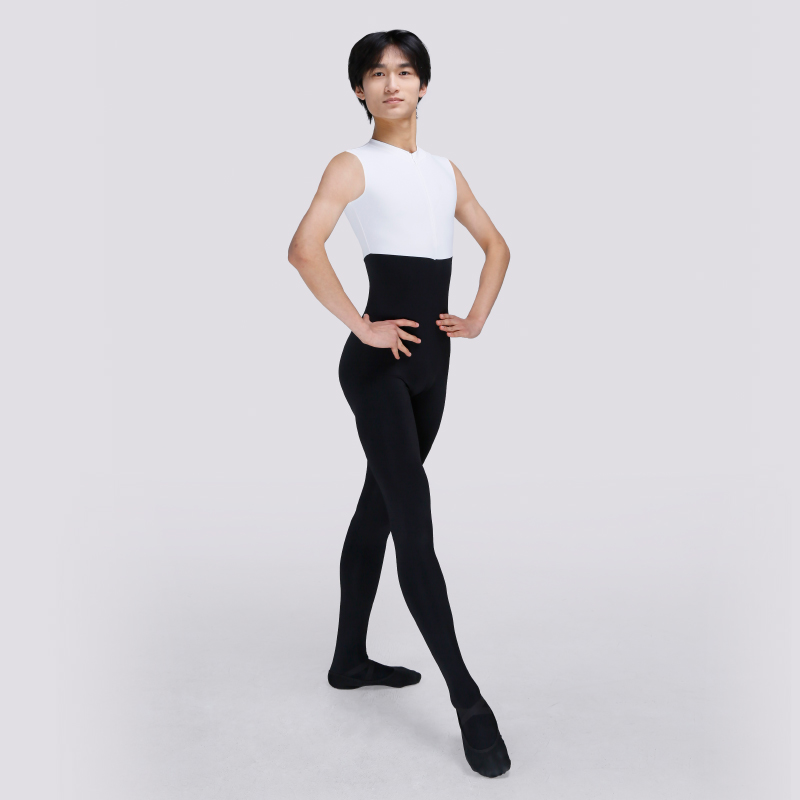Speerise Mens Black Turtleneck Spandex Long Sleeve Unitard Unisex Full Length Ballet Bodysuit Footless Dancewear Costum: XXL / black