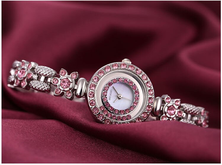 Top Brand Luxury Crystal Rhinestone Ladies Watch Stainless Steel Dial Waterproof Quartz Ladies Bracelet Watch