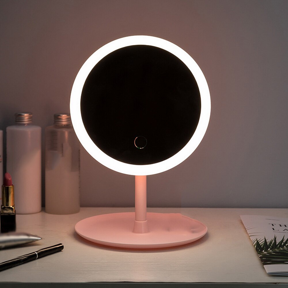 Led Light Makeup Mirror Storage LED Face Mirror Adjustable Touch Dimmer USB Led Vanity Mirror Table Desk Cosmetic Mirror