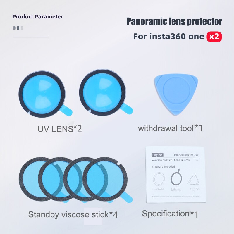 Zubehör für insta 360 one  x2 schutz-uv-linse der 2nd. generation panorama-bewegungskamera schutzabdeckung uv-spiegel dashcam