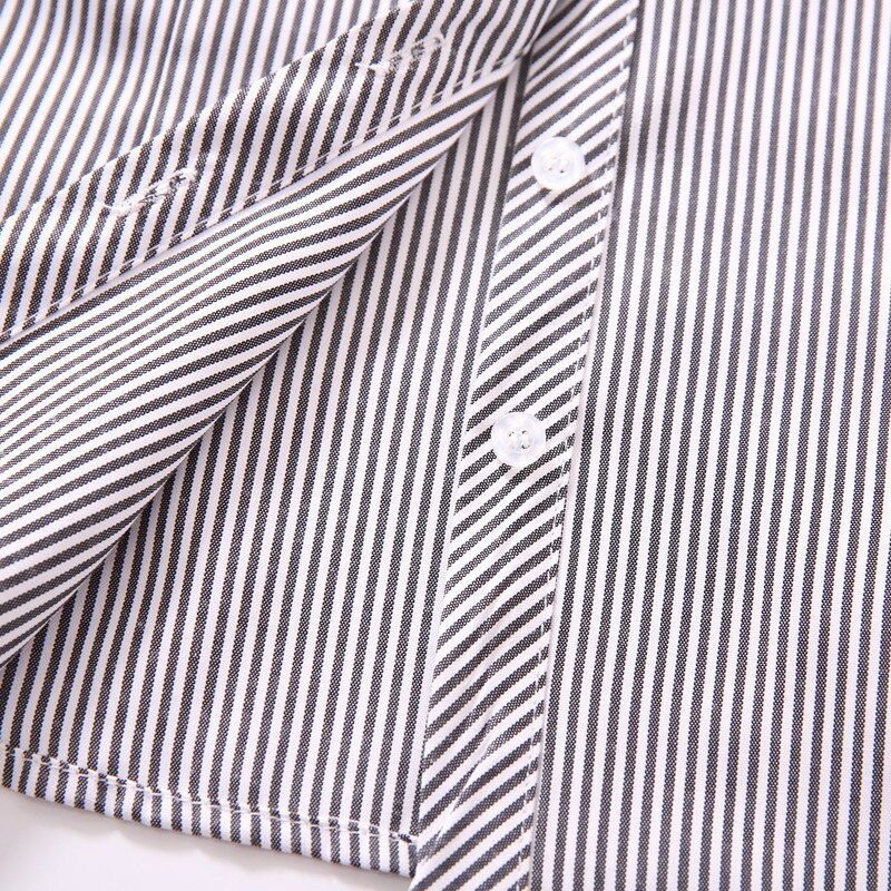 Striped Cotton Shirt Formal Business Slim Long Sleeve Blouse Women Plus Size Tops