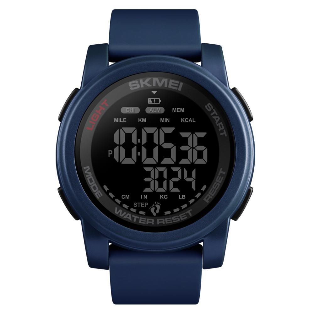 SKMEI Sport Horloge Mannen Calorie Digitale Horloge 5Bar Waterdicht Week Datum Display Stappenteller Digitale Horloges relogio masculino 1469: Blue -Black