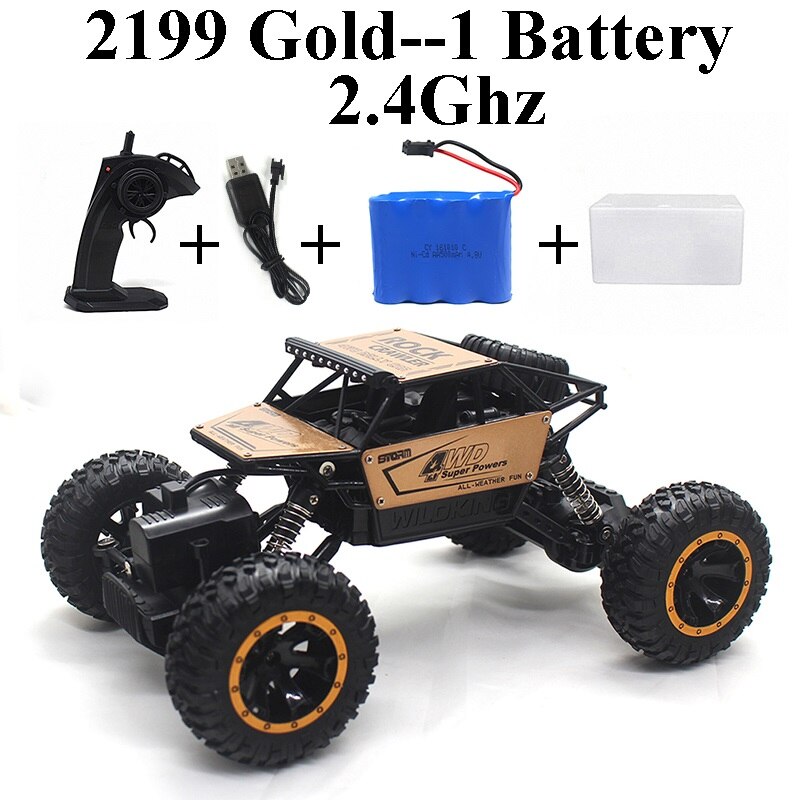 2.4Ghz Rock Crawler 1:16 Rc Auto 4WD Radio Control Sneeuwscooter 4X4 Drive Afstandsbediening Speelgoed Jongen 2199-2: 2199-Gold-Set-1