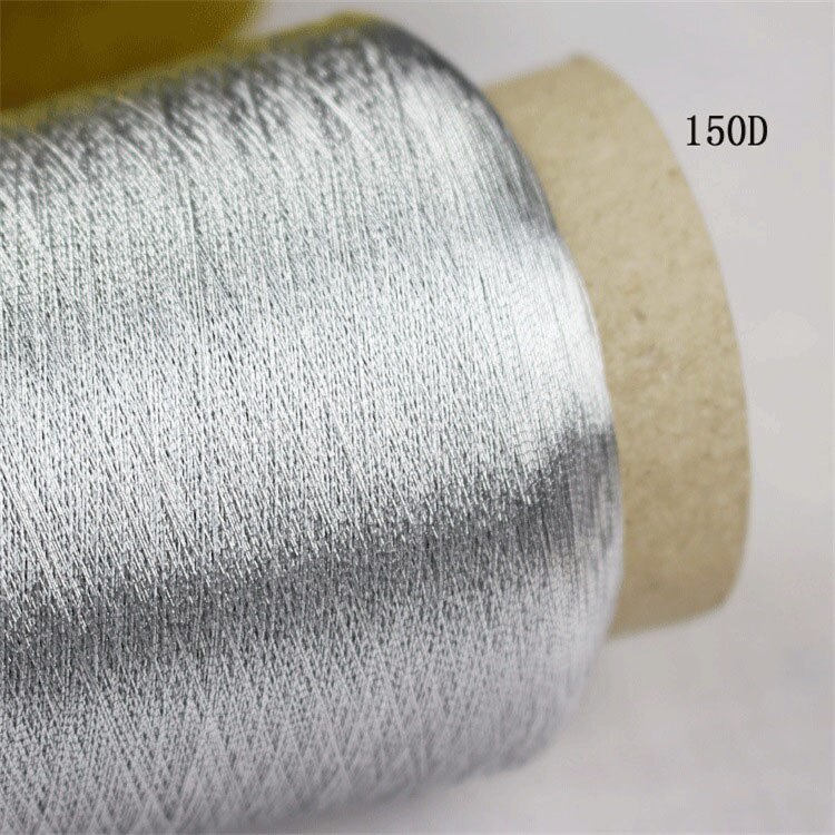 Colorful Computer Cross-Stitch Embroidery Threads 3200M Sewing Thread Line Durable Overlock Textile Metallic Yarn Woven Line: Silver