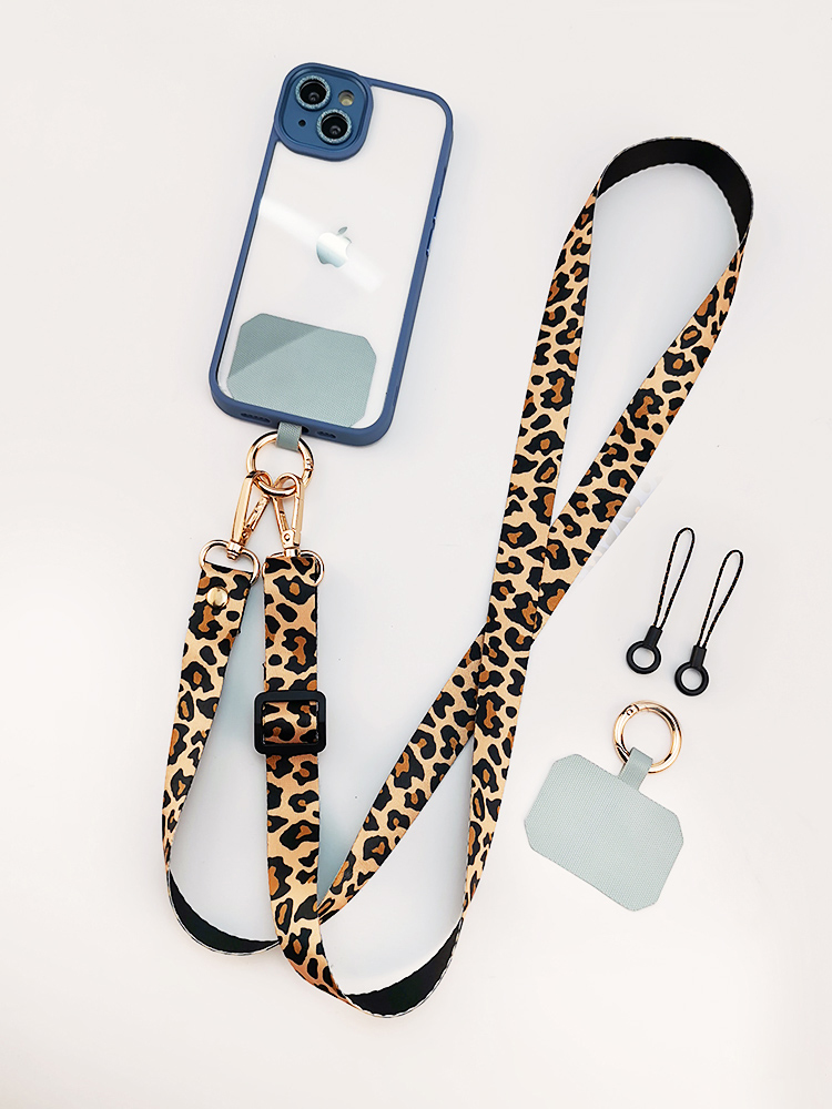 Leopard Print Crossbody Smycz do telefonu komórkowego Pasek na szyję Smycze do telefonu komórkowego Łańcuszek z uniwersalną uszczelką do wszystkich etui na telefon