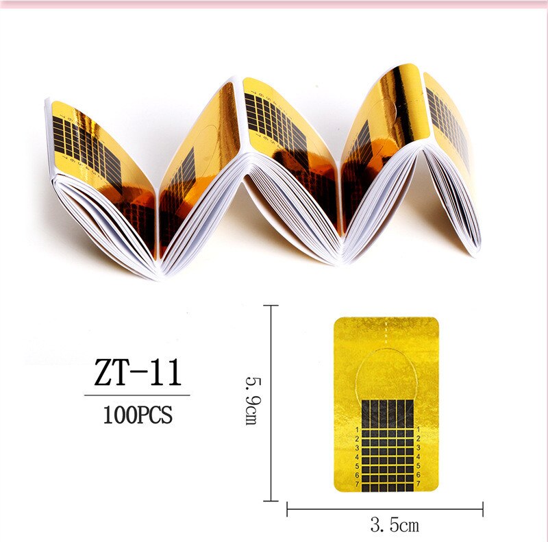 100 pièces poisson forme Nail Art français acrylique UV Gel conseils Extension Curl constructeur forme pochoir manucure outil autocollant pour polonais Guide: 11