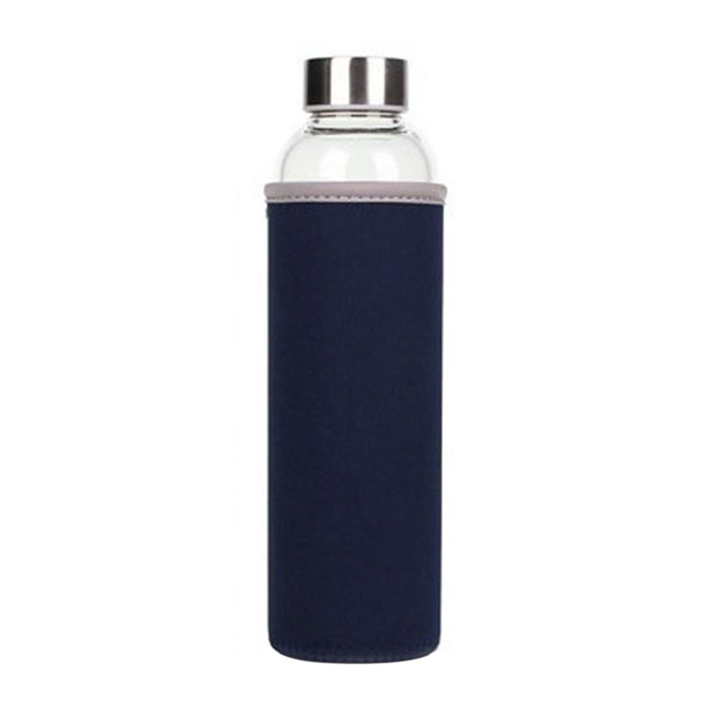 1 Set Water Fles En Beschermende Tas Reizen Office Home Glas Sport Water Met Thee Filter Zetgroep Beschermende Tas 550 Ml: Navy