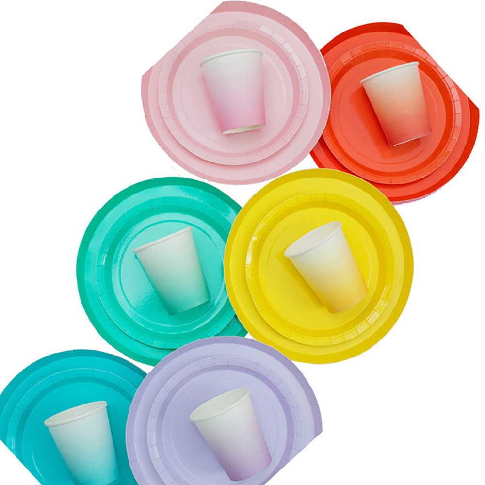 40pcs\set children's birthday party yellow party plate theme event wedding tableware disposable party tableware