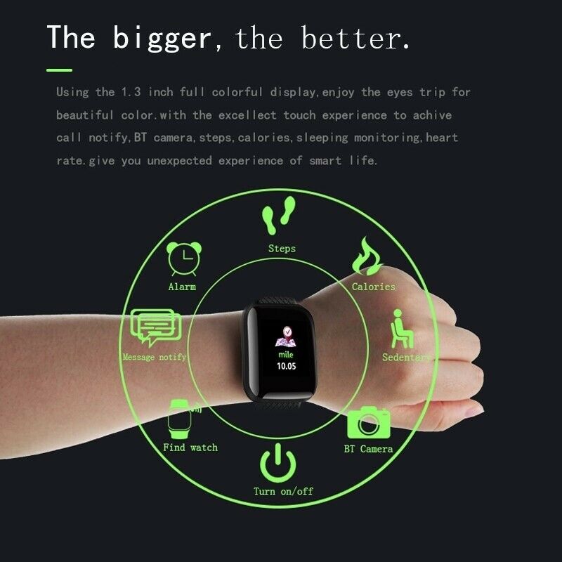 116 Plus Smart Armband Horloge Bluetooth 4.2 Smart Horloge Hartslag & Zuurstof Bloeddruk Sport Fitness Tracker