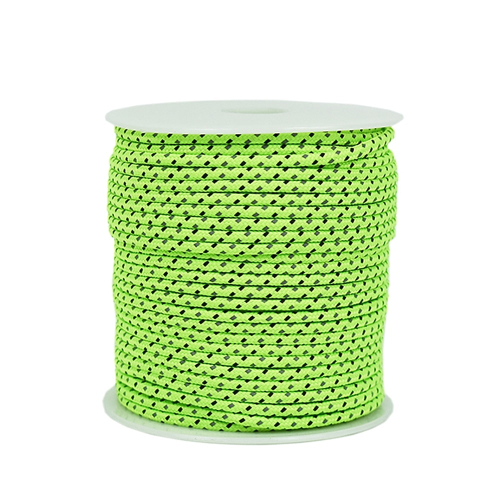 50m reflekterende tau paracord 2.5/4mm diameter reflekterende streng vindtett telttau til campingtelt fortelt utendørs utstyrssnor