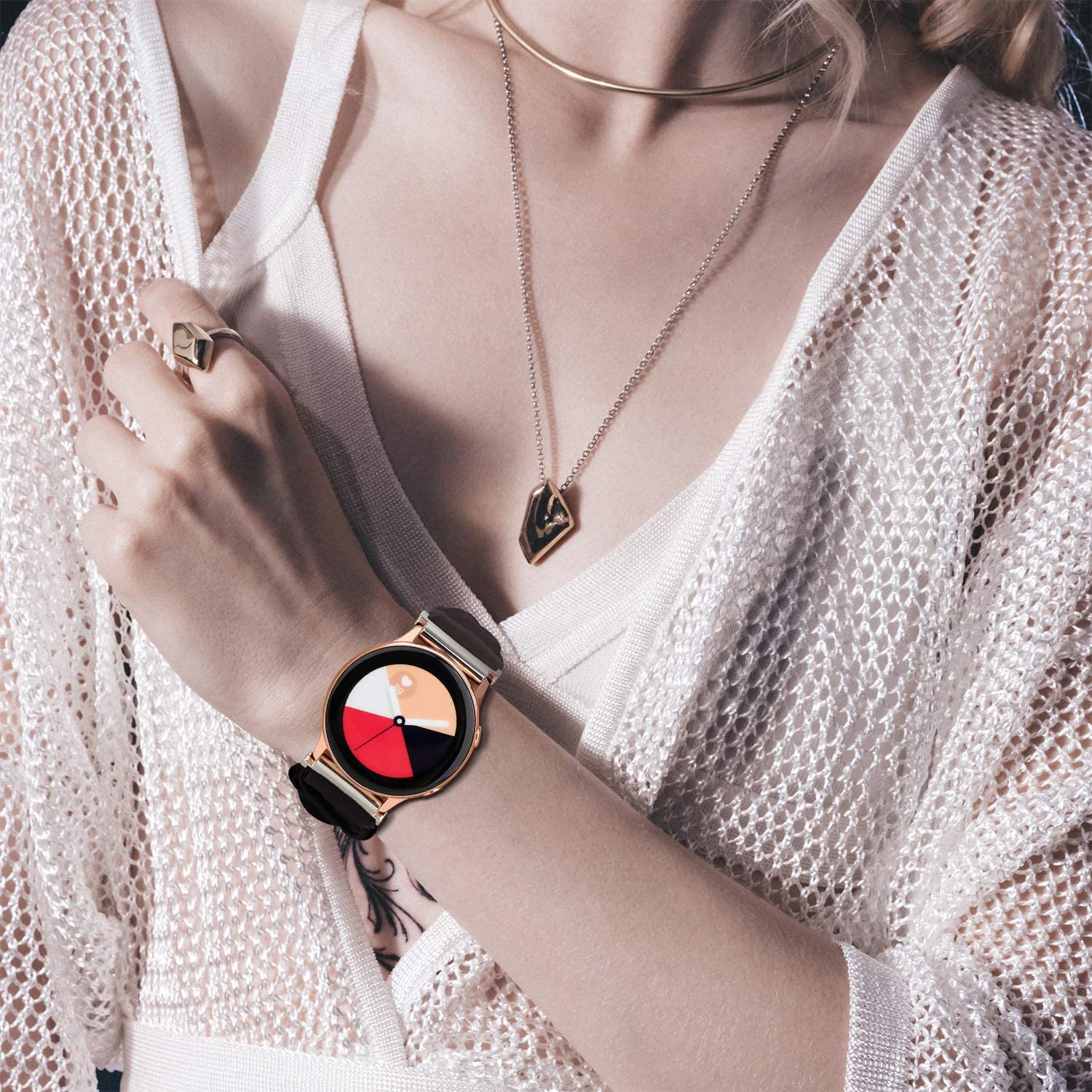 20 22mm scrunchies elastisk klokkerem for samsung galaxy watch 46mm 42mm aktive 2 huawei klokke  gt2 reimer  s3 amazfit bip