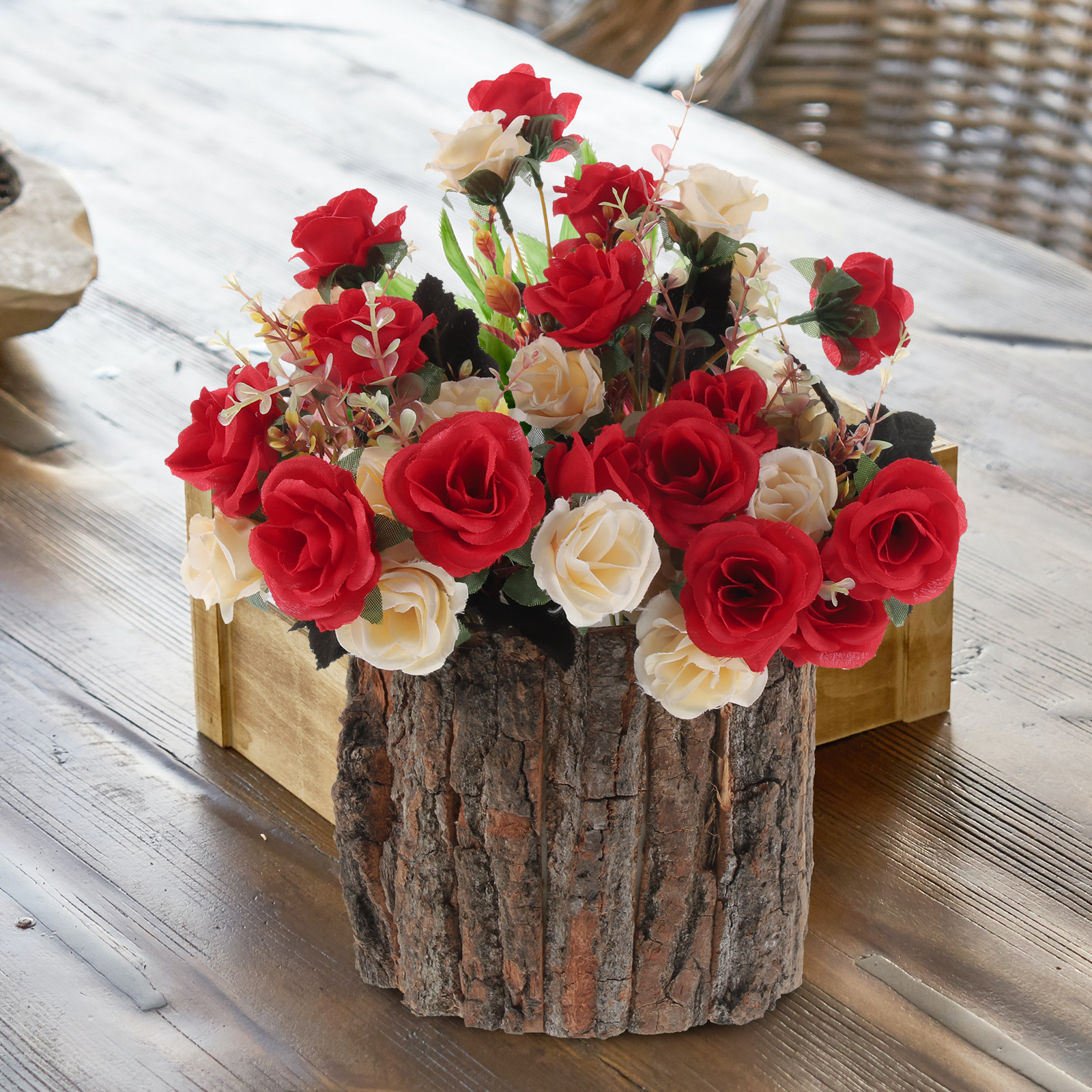 Schorsemmer bloemenmand Container Bloemenmand Arrangement Potplanten Bloempot Hout Decoratieve plantenbak Patio Gazon Tuin