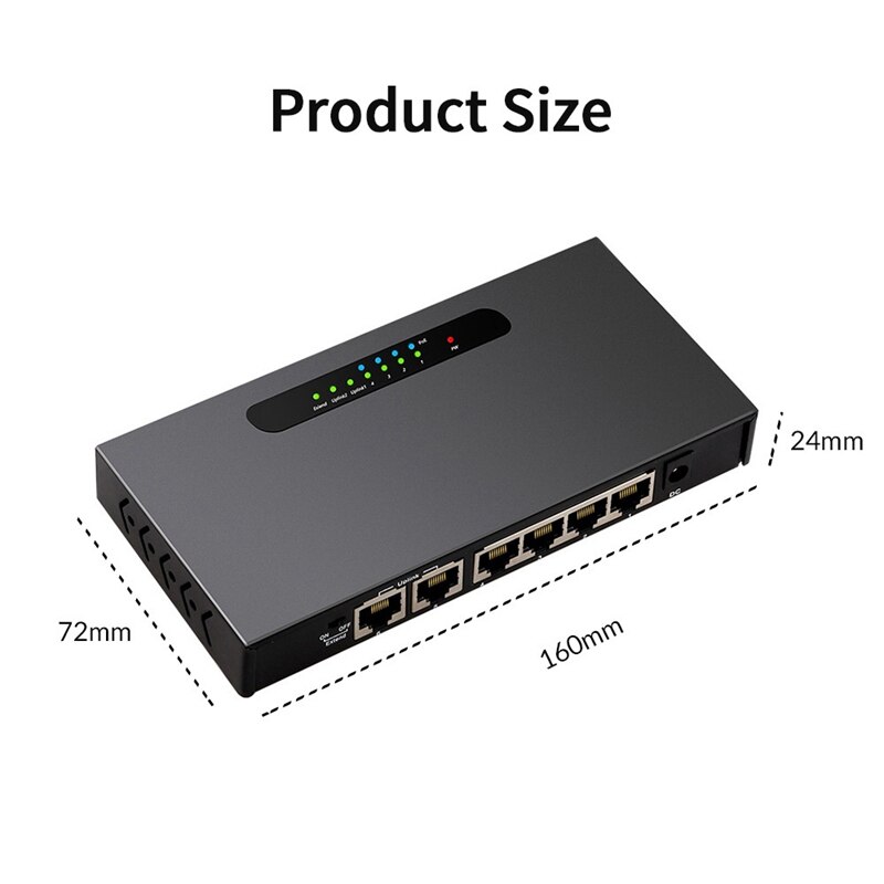 Ethernet Splitter 6 Port 10/100Mbps Poe Network Switch Shielded Port With LED Indicator For Monitor Router PC