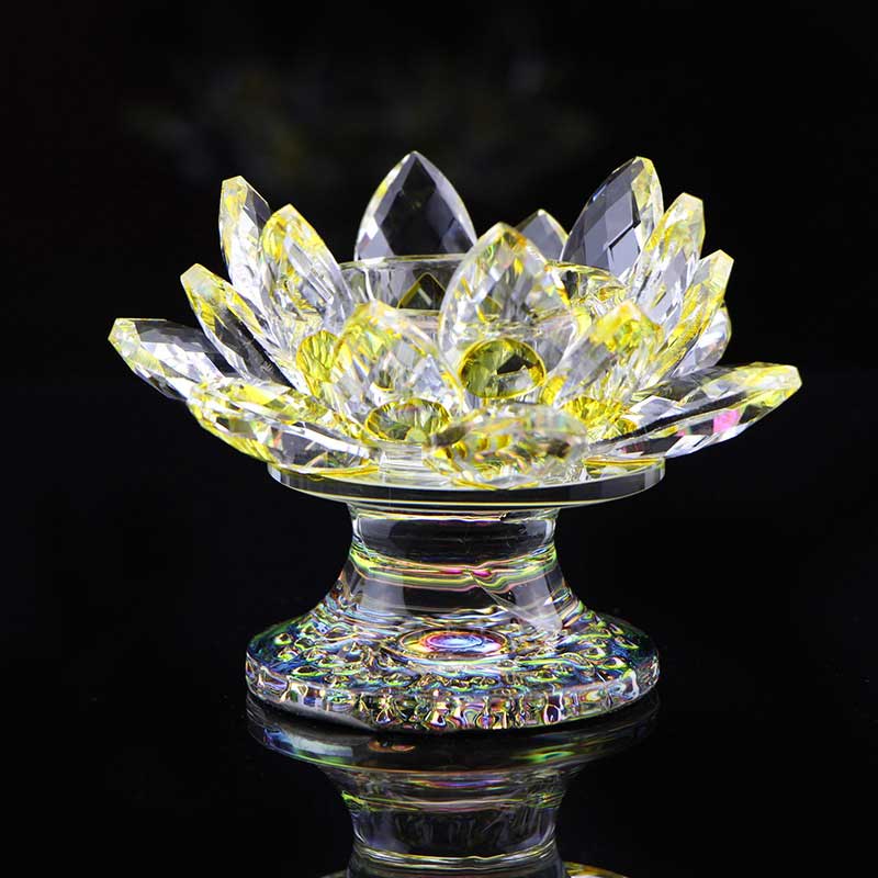 7 farger krystall lotus lysestake telysholdere lotusblomst figurer ornament fest middag dekor: Plomme