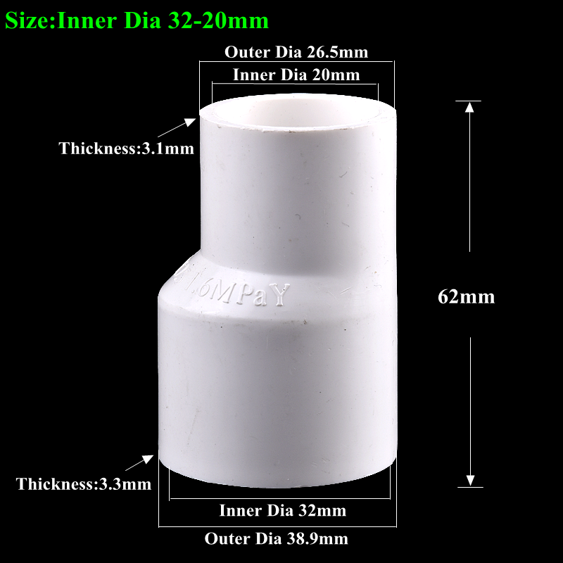 1Pc PVC Straight Eccentric Reducer Connectors, Garden Irrigation Water Pipe Joint Drainage Pipe Accessories Fish Tank Adapter: Gold