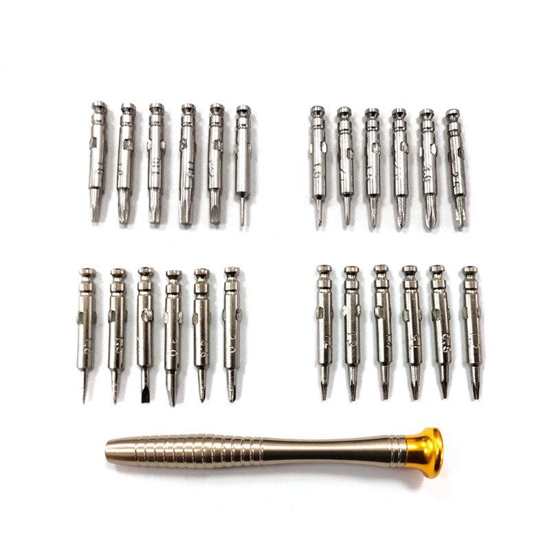 Étui en cuir pentagone 25 en 1, téléphone portable polyvalent 0.8T6 lunettes de montre de précision jeu de tournevis en alliage d'aluminium