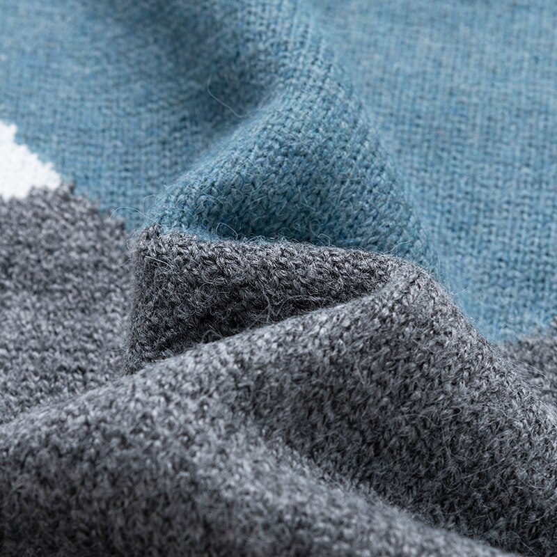 Huncher herre rullekrave mænd efterår vinter oversized høj krave striktrøje patchwork rullekrave trøjer til mænd