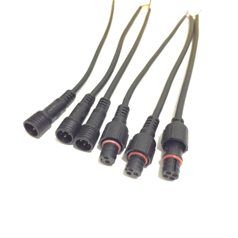 10 pairs Zwarte Waterdichte Connector Kabel, 2/3/4 Core 2/3/4 Pin, mannelijke en Vrouwelijke Plug IP68 LED Connector 0.3 (mm2) Voor Verlichting