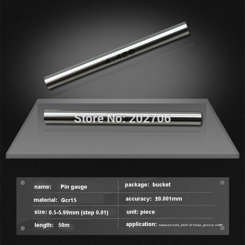 1,00 ~ 2,00mm ~ 3,00mm ~ 4,00 ~ 5,0 calibrador de pasador de acero de precisión paso 0,01mm Juego de calibrador de enchufe liso herramienta de medición de pasadores, 101 unids/lote