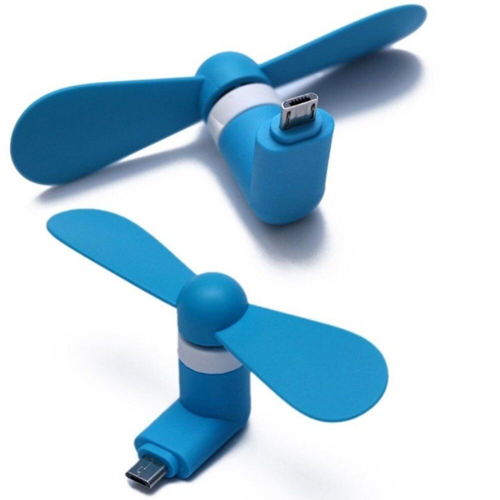 Mini ventilateur portable micro usb 2 in en 1, mini ventilateur cool pour téléphone android otg, couleurs aléatoires: Bleu