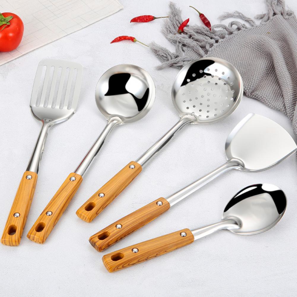 Good Wok Spatula Rounded Edge Corrosion Resistant Lightweight Soup Scoop Wok Spatula Kitchen Tools
