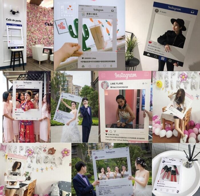 Ram fotobås rekvisita fotografi mask papper kort bröllop/födelsedag/ fest dekorationsremsa wh