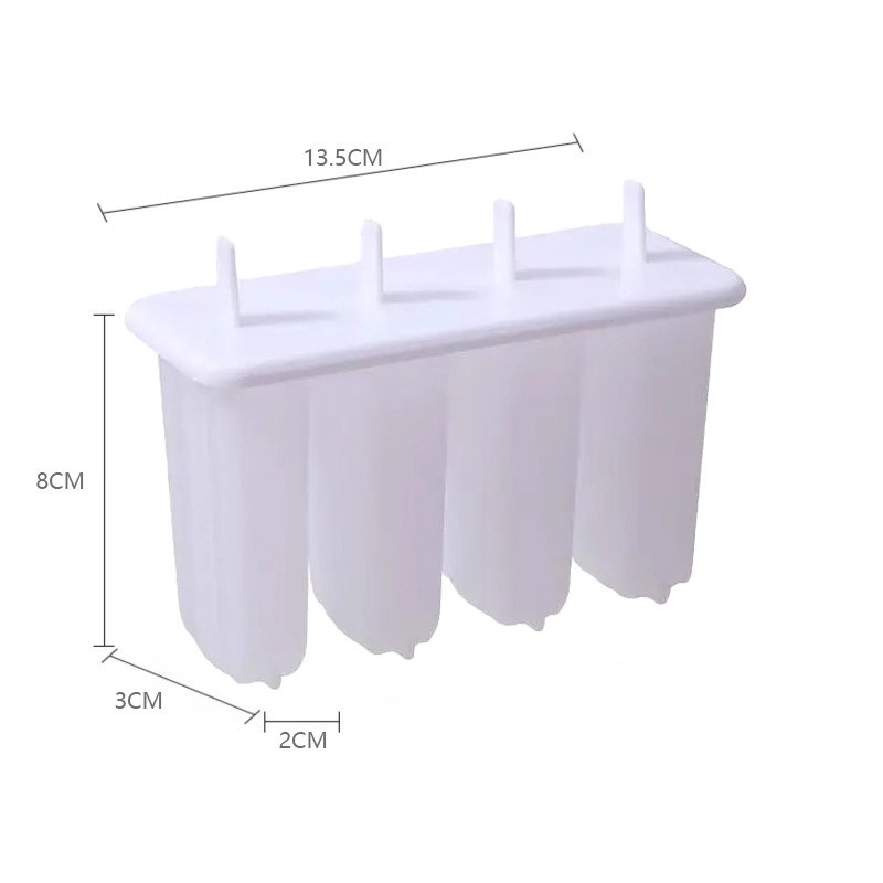 4-grid Ice Cream Molds Popsicle Molds Set With Stick Cover Reusable Ice Mold Plastic Household Kitchen Accessories ﻿