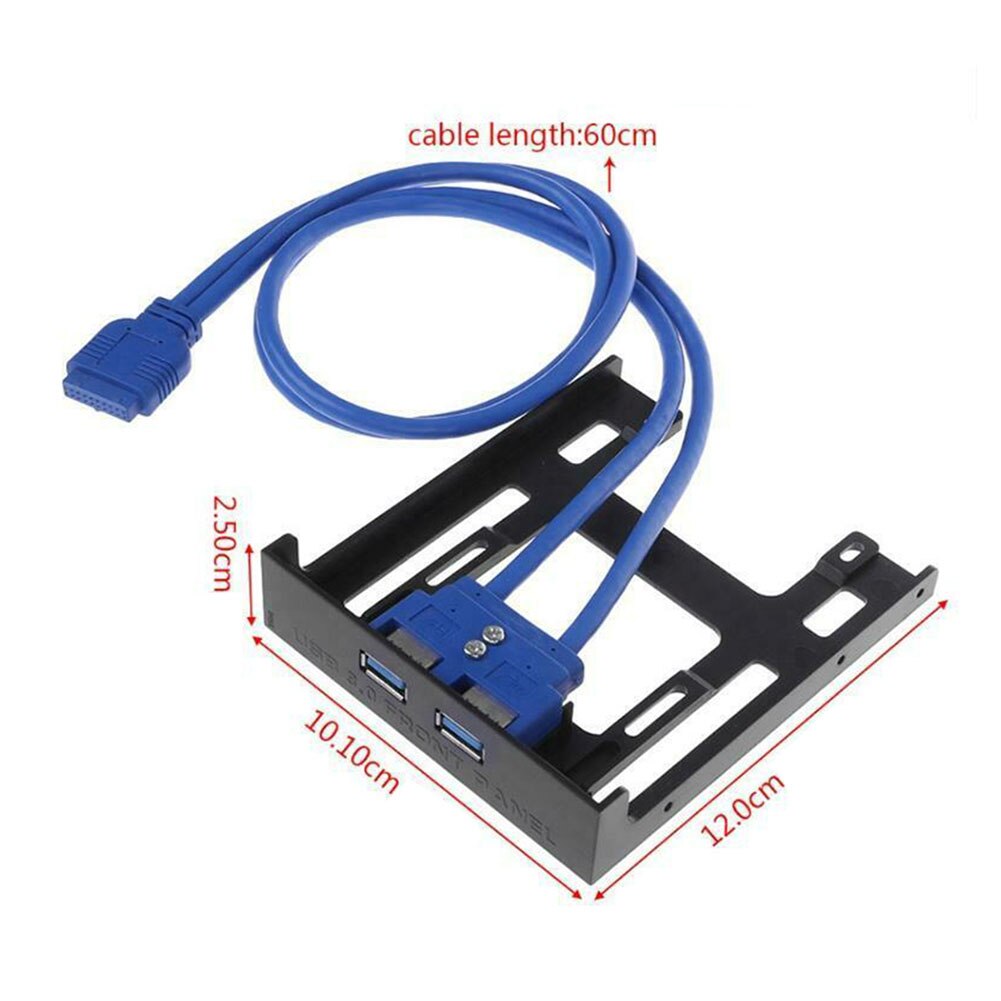 20 Pin USB 3.0 3.5 Inches Floppy Bay Hub Home Front Panel Adapter Connector ABS Dual Ports High Speed Expansion