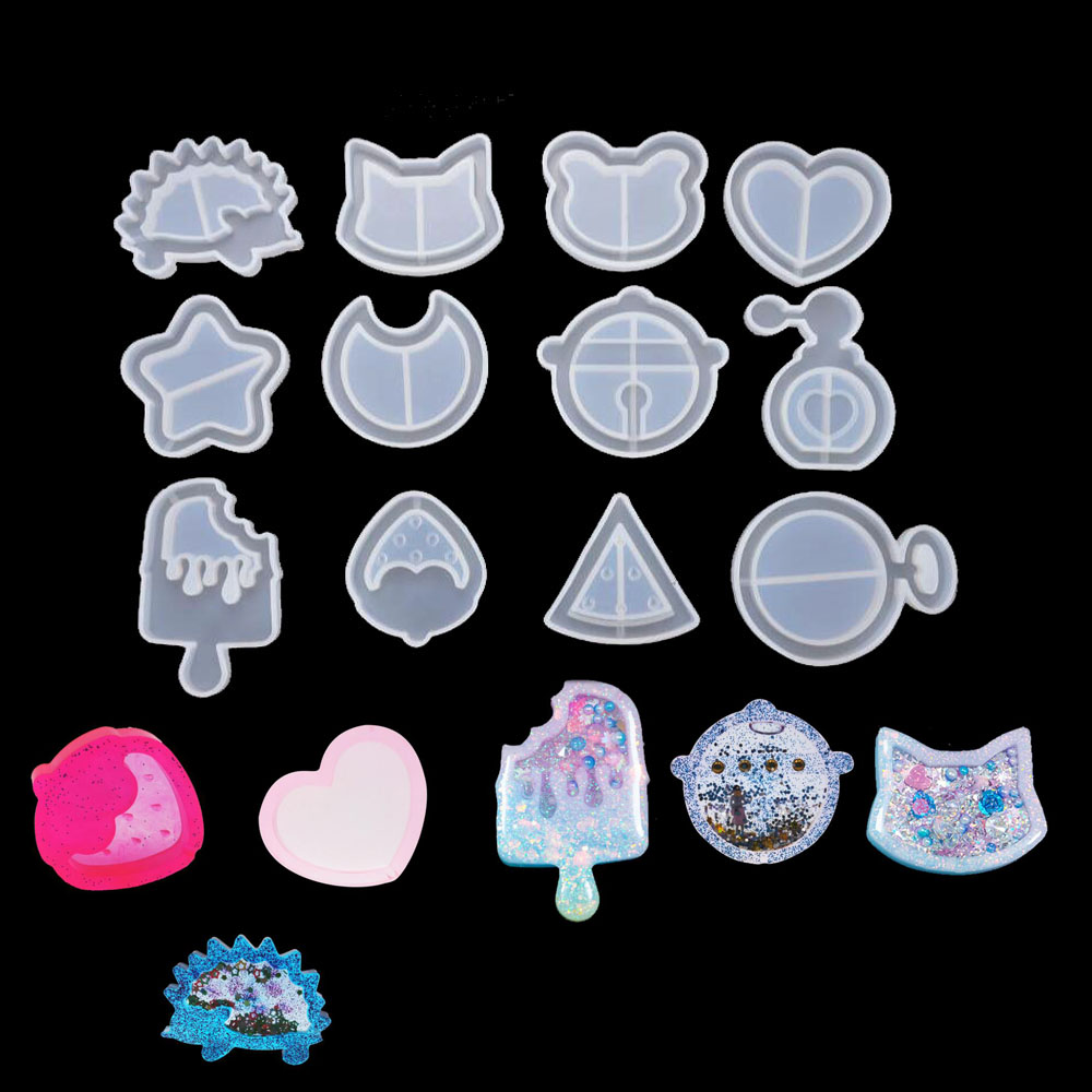 Silikonform für treibsand-shake-eiscreme-anhänger, tropfende eis am stiel-harzform, sternenbär-schlüsselanhängerform, kawaii-bastelbedarf, uv-harz-zubehör