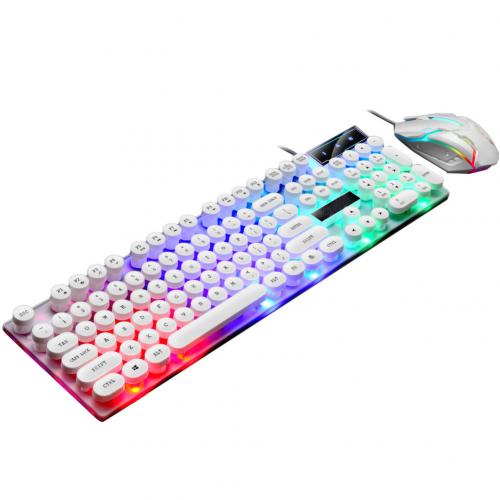 Teclado luminoso para Gamer, conjunto de ratón retroiluminado LED para Notebook, portátil, Mac, suministros de oficina para PC: Blanco