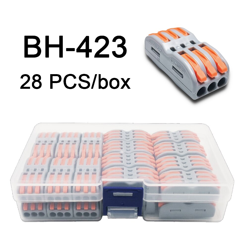 Mini Fast Boxed Wire Connector SPL-2/3/4 SPL-42/62 Compact Conductor Spring Wiring Connector Conductor Push-in Terminal Block: 423 28PCS