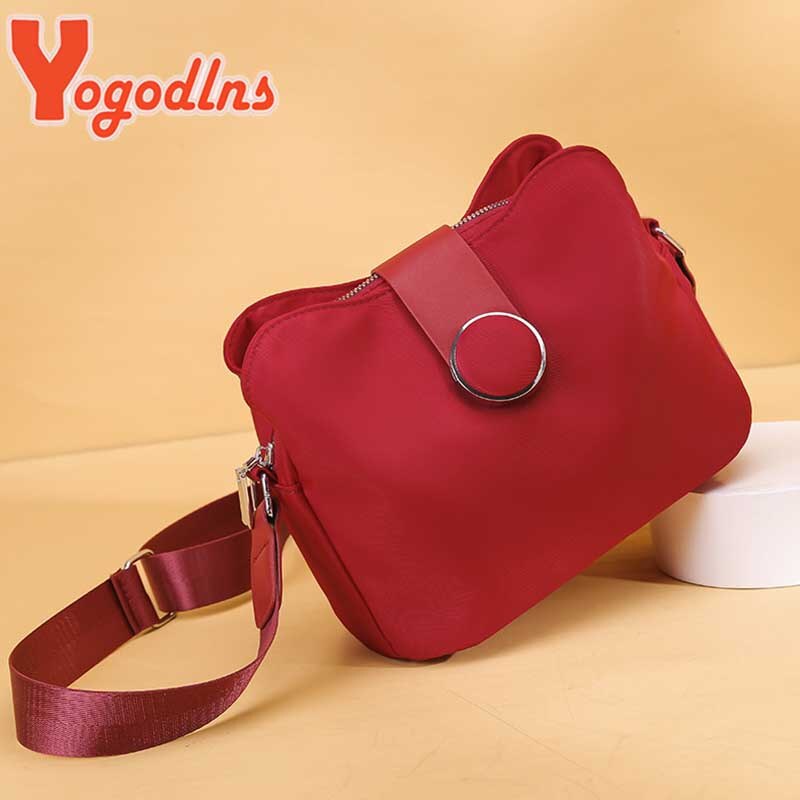 Yogodlns Simple Nylon Shoulder Bag Women Leisure Waterproof Messenger Bag Shopping Lady Handbag Travel Light Small Bag Purse sac