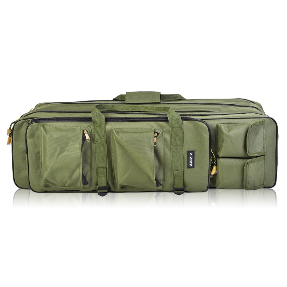 Outdoor 3 Layer Fishing Bag Backpack 80cm/100cm Fishing Rod Reel Case Carrier Bag Fishing Pole Tackle Bag Carry Case Travel Bag: Army green 80cm Plus