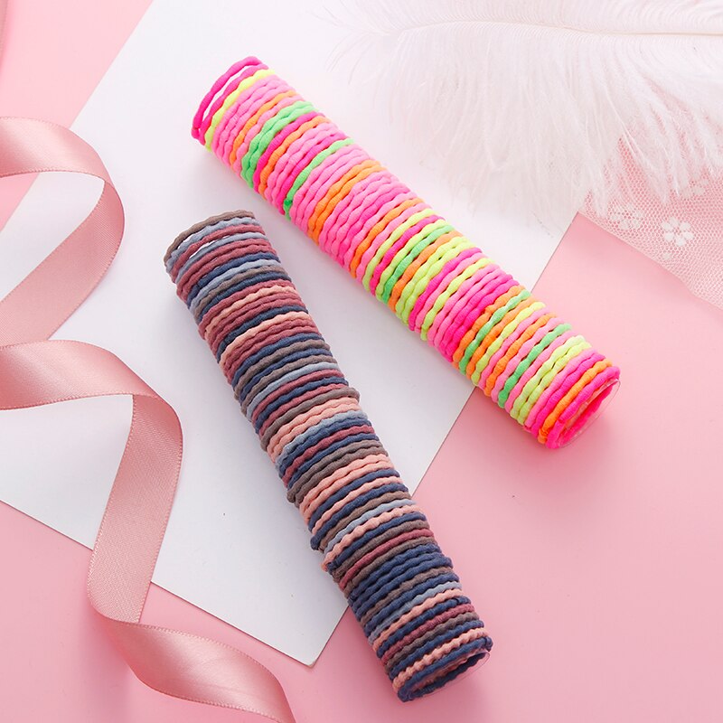 50PCS/Set Girls Colorful Basic Elastic Hair Bands Children Cute Ponytail Holder Rubber Band Headband Scrunchies Hair Accessories