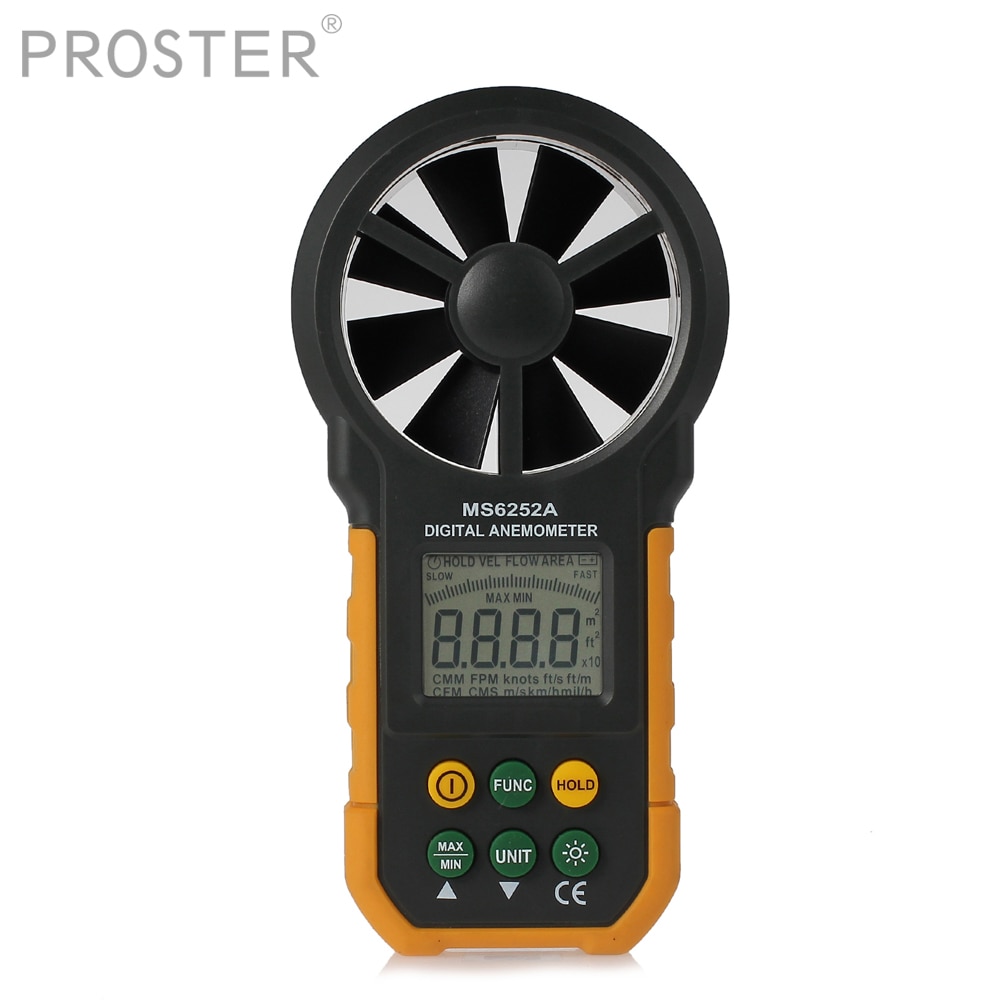 Proster 6252A LCD Digital Anemometer Wind Speed Meter Anemometer Air Volume Measure Portable Windmeter Hand-held Measure Meter