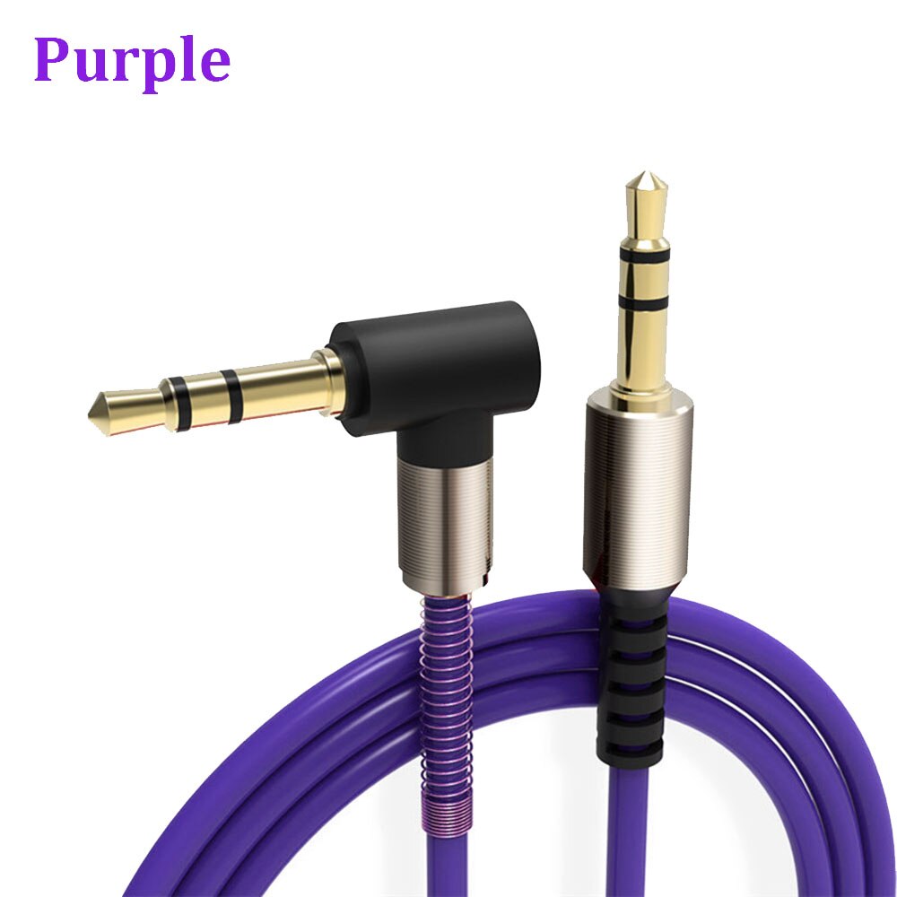 1 Pcs 3.5 Mm Jack Audio Kabel 3.5 Mm Male Naar Male 90 Graden Haakse Auto Aux Auxiliary Audio kabel Koord Voor Telefoon Pc: purple