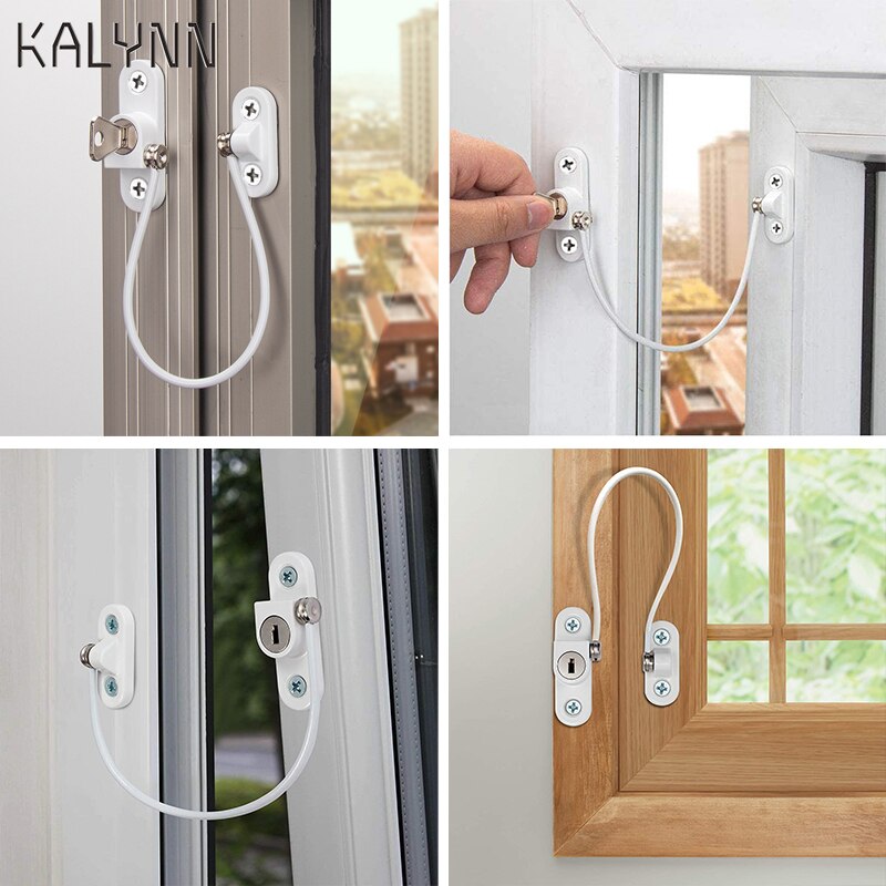 1-6PCS Kids Window Door Cable Restrictor Lock Child Baby Safety Security Wire Catch with Keys Public and Commercial Applications