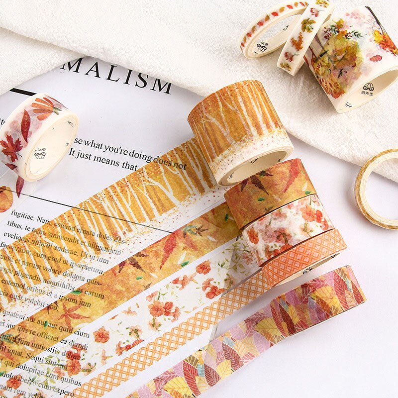 10 st/kartong blad blommatryck washitejp gör-det-själv-dekoration maskeringstejp leksaksdekaltejp för dagbok scrapbooking dekor fotoalbum