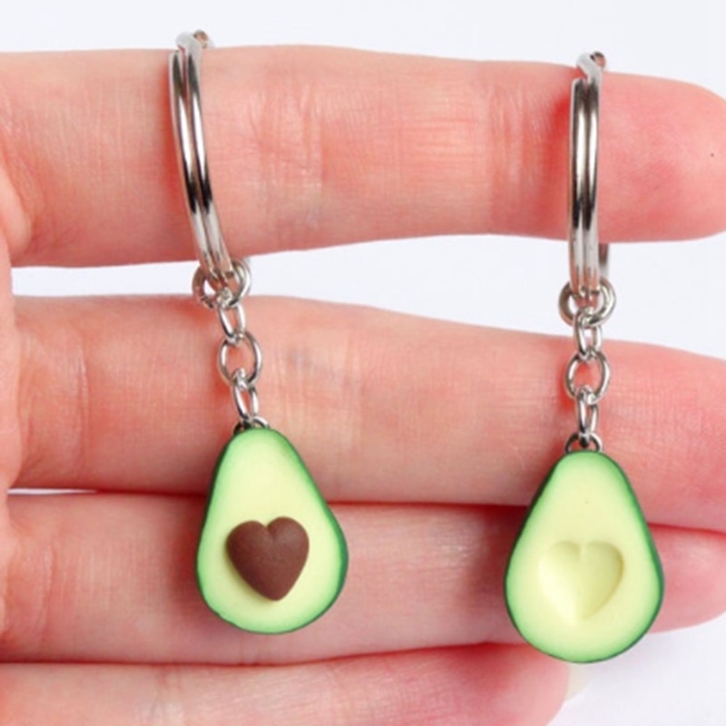 Simulation frugt avocado hjerteformet nøglering avocado rygsæk nøglering vedhæng smykker nøglering ven